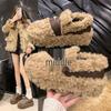 Women's Winter 2025 Furry Slip-On Height-Boost Moccasins with Thick Soles