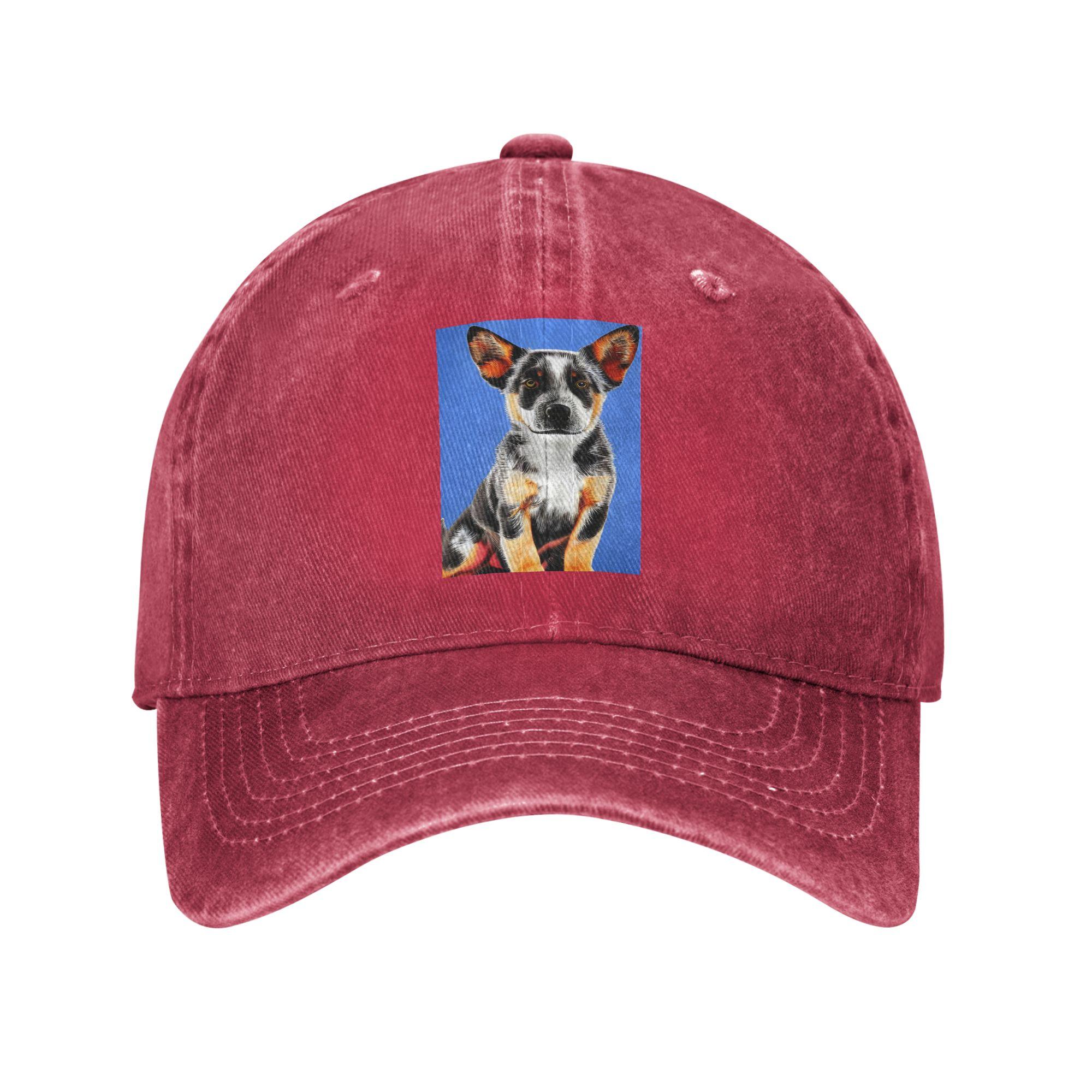 Unisex Baseball Hats Cute Australian cattle dog puppy Denim Fabric Outdoor Baseball Caps Hip Hop Cap Casquette One Size