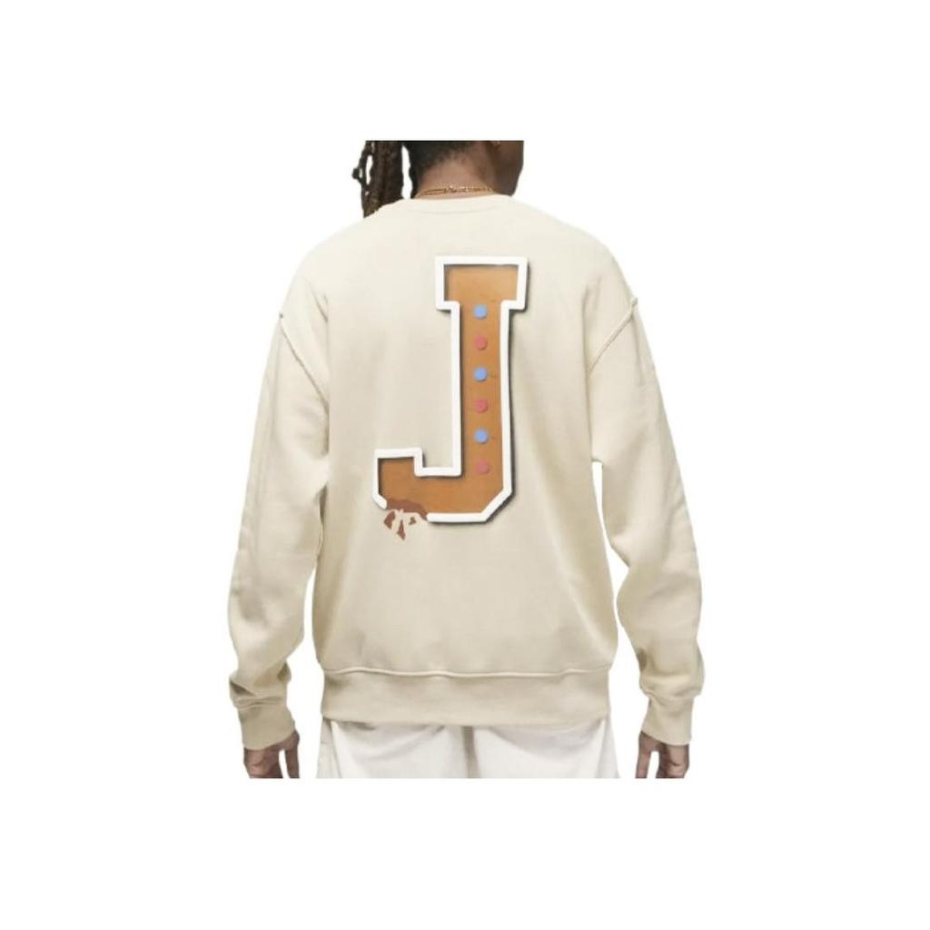 Jordan Logo Print Fleece Crew Neck Sweatshirt Men Sweatshirt Light-Yellow FD0594-206