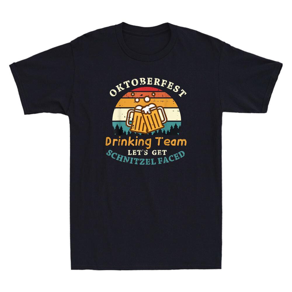 Oktoberfest Team Lets Get Schnitzel Faced German Funny Quote Retro Men s T-Shirt L
