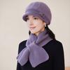 Yousheng 2Pcs/Set Women Hat Scarf Set Solid Color Knitting Baseball Hat Solid Color Thickened Scarf Set Solid Color Elastic Winter Accessories