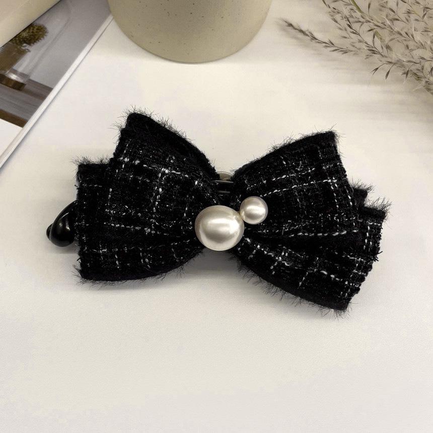 

Французька ретро шпилька-банан з бантом для високого кінського хвоста - Пухнастий вертикальний аксесуар для волосся