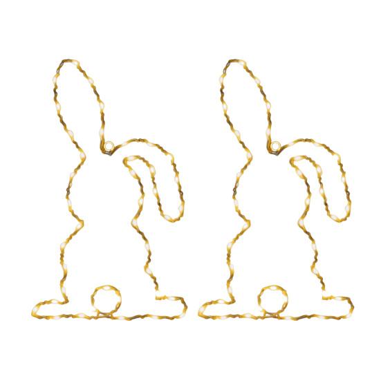 LED Window Light Easter Hanging Lamp with 8 Dynamic Modes Remote Control Timer Battery Operated Waterproof Metal Easter Bunny String Lights for Indoor