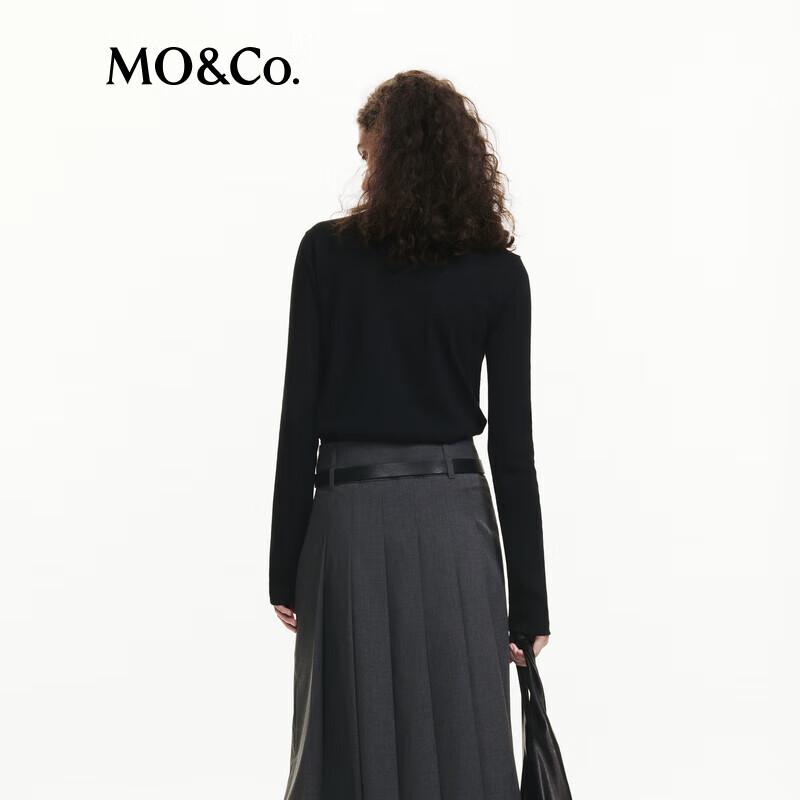 MO&Co. Essential Crew Neck Long-Sleeve Cotton-Blend T-Shirt