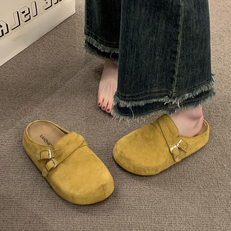 Fashion and Lightweight Retro Bag Head Platform Slippers Women's Summer Wear 2025 New Boken Versatile Half-toboken Slippers