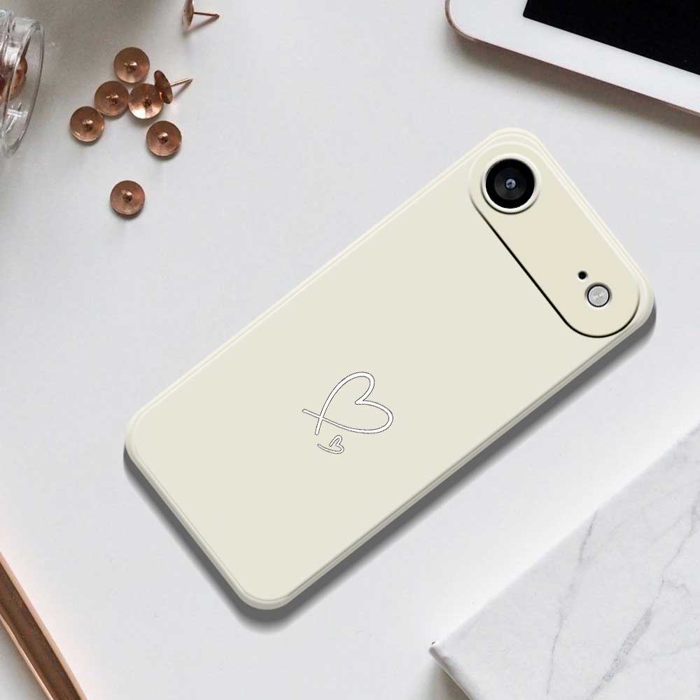 For iPhone 17 Air Case White Love Pattern Printing Straight Edge TPU Phone Back Cover