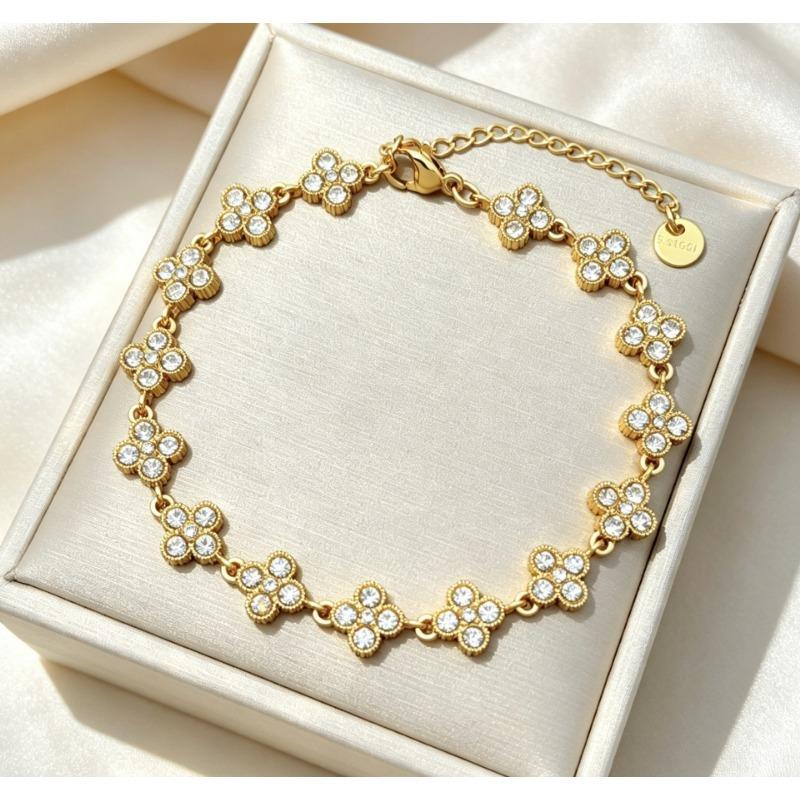 Vierblättriges Kleeblatt Exquisites Luxusarmband für Damen Zugänglicher LuxusKlassisches Damenarmband