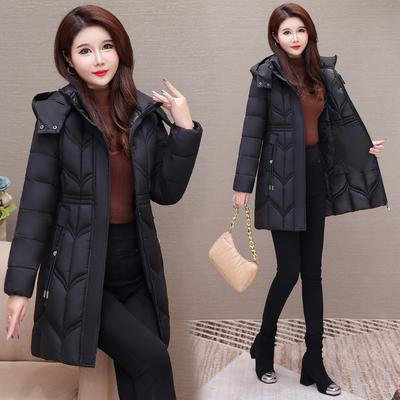 New Mid-length Mother's Cotton Coat, Winter Thickened Slim Down Cotton Coat, Middle-aged and Elderly Cotton-padded Jacket