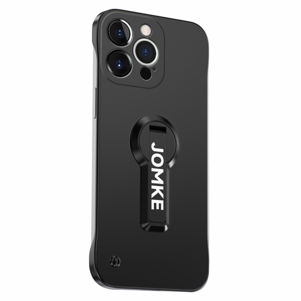 

For iPhone 15 Pro Case Hard PC Frameless Baking Paint Kickstand Phone Cover Black