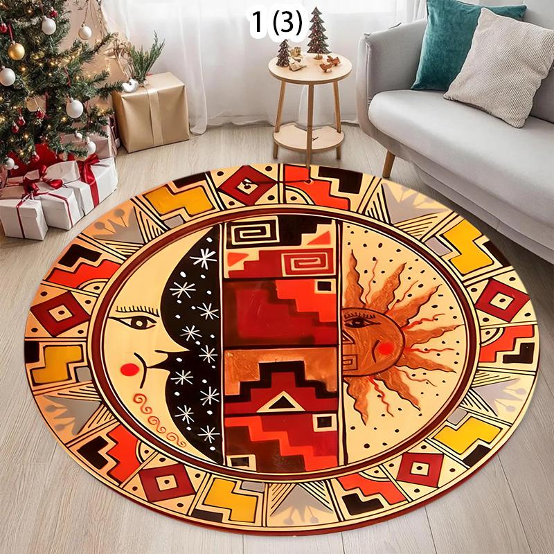 2D Chinese Tai Chi Naturalize Yin and Yang Round Carpet Rug for Living Room Bedroom Child Decor,Pet Area Rug Non-slip Floor Mat