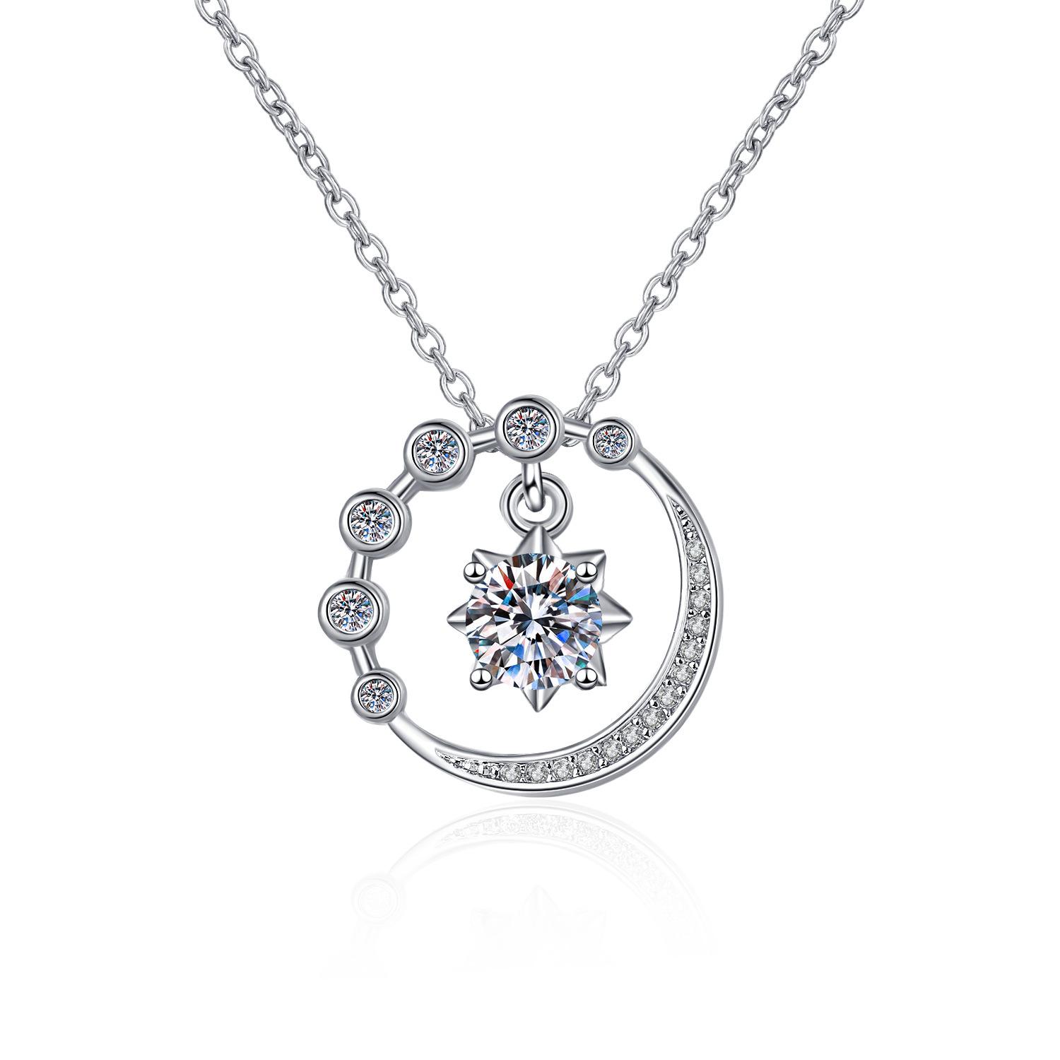 

Sterling Silver Necklace Pendant Shining Zircon for Women Wedding Jewelry Engagement Charm Party Gift білий