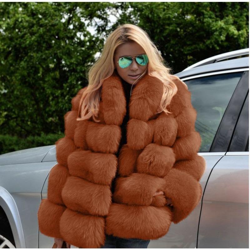 Winter thickened loose commuter solid color rabbit fur jacket coat temperament comfortable casual style