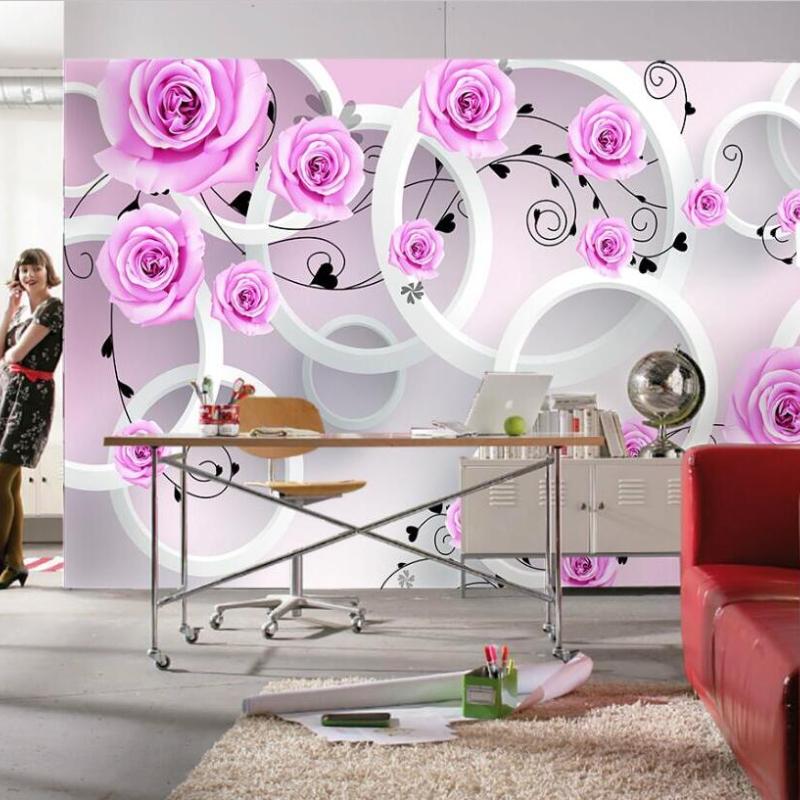 3d Rose Vine Circle Mural Living Room Bedroom Restaurant Tv Background Wall Mural Decoration