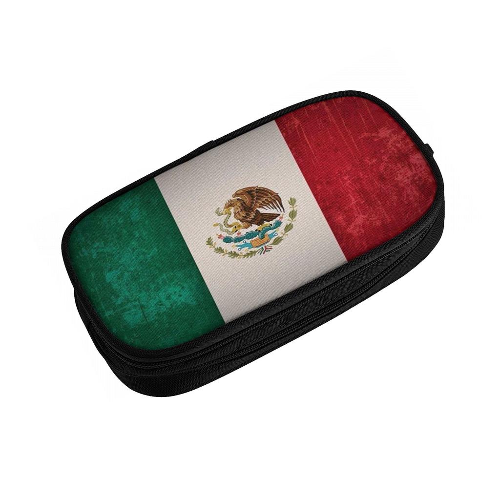 Mexico Flag Merch Pencil Case Large-capacity For School  Pencil Case Stationery Suprise Gift