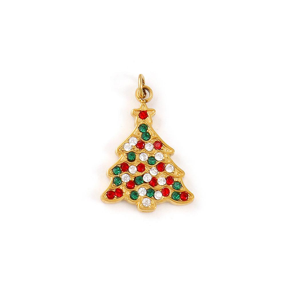 1 Pc 304 Stainless Steel & Cubic Zirconia Christmas Charms Glove Santa Claus Christmas Tree Pendants For Keychains Necklace DIY