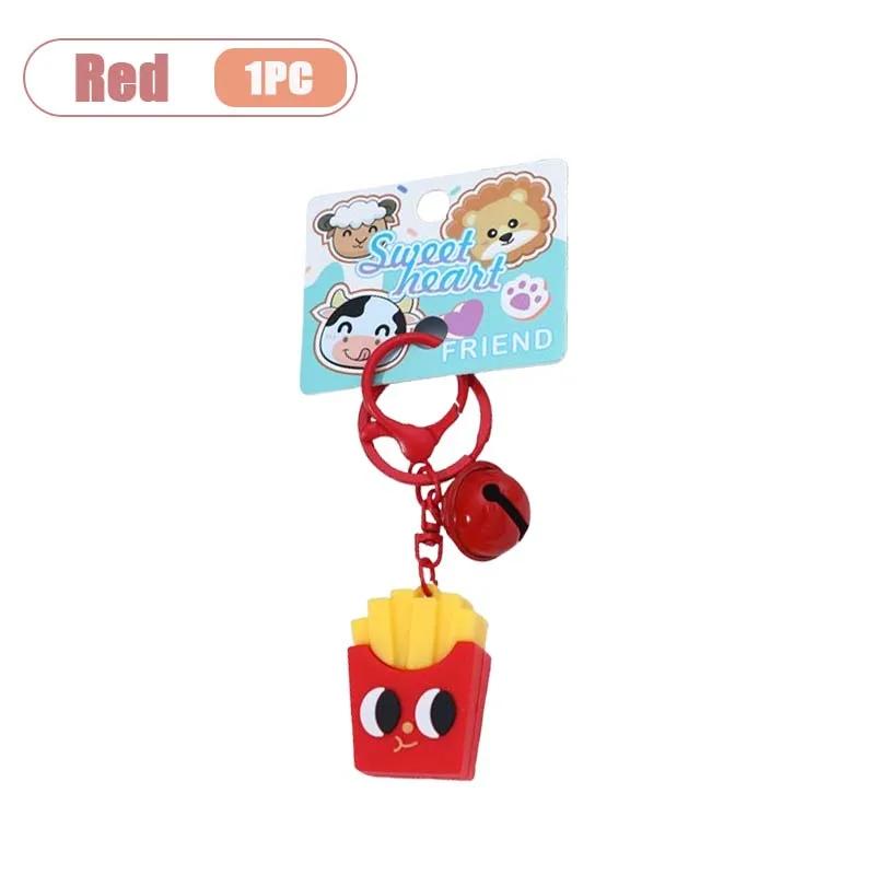1/3/5PCS Cute Hamburger Fries Keychain Cartoon Food Charm Keyring Funny Car Decor Bag Pendant Gift for Kids Party Favors