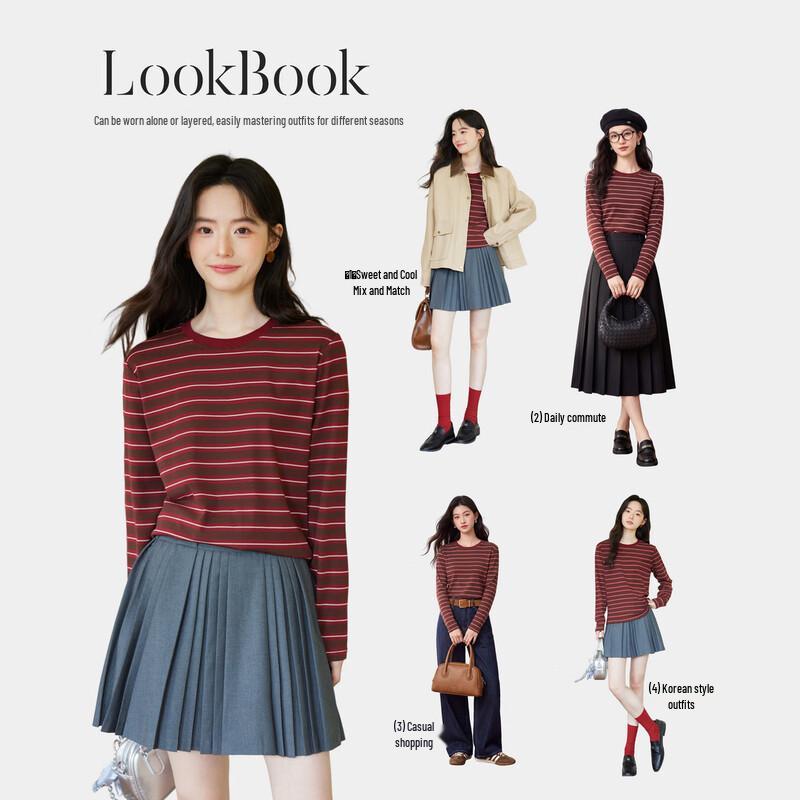 FivePlus Women's Vintage Striped Long Sleeve T-Shirt