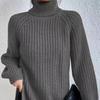 Women's Fashion Casual Fall Winter Solid Color Print Long Sleeve High Neck Sweaters