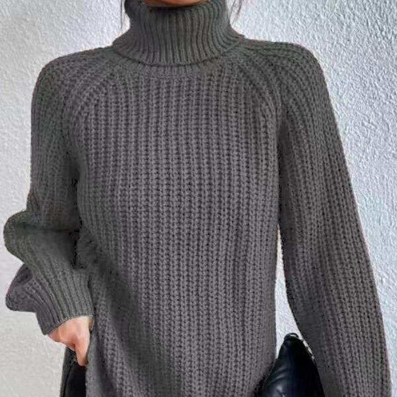 Women's Fashion Casual Fall Winter Solid Color Print Long Sleeve High Neck Sweaters