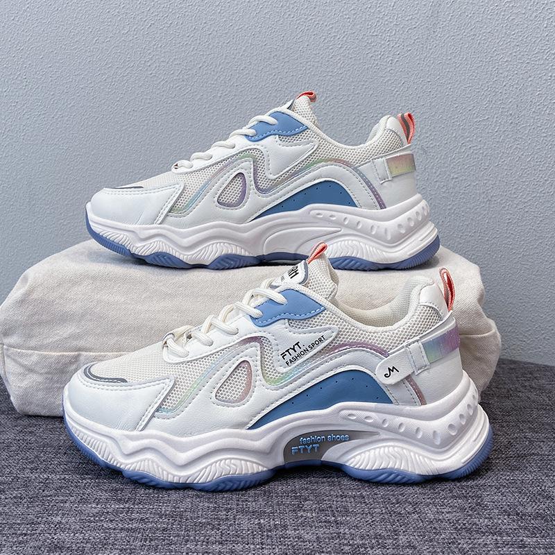 

Женская повседневная обувь 2024 Осень Дышащие кроссовки Платформа Белые Массивные Спортивные тренеры Оригинальная Модная Вулканизированная обувь 40 синий