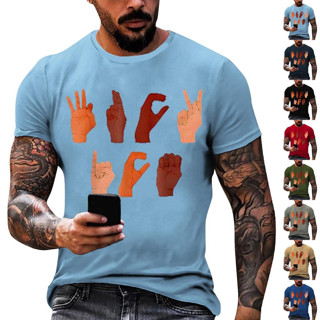 Men's loose and casual patterned letter print T-shirt short-sleeved top