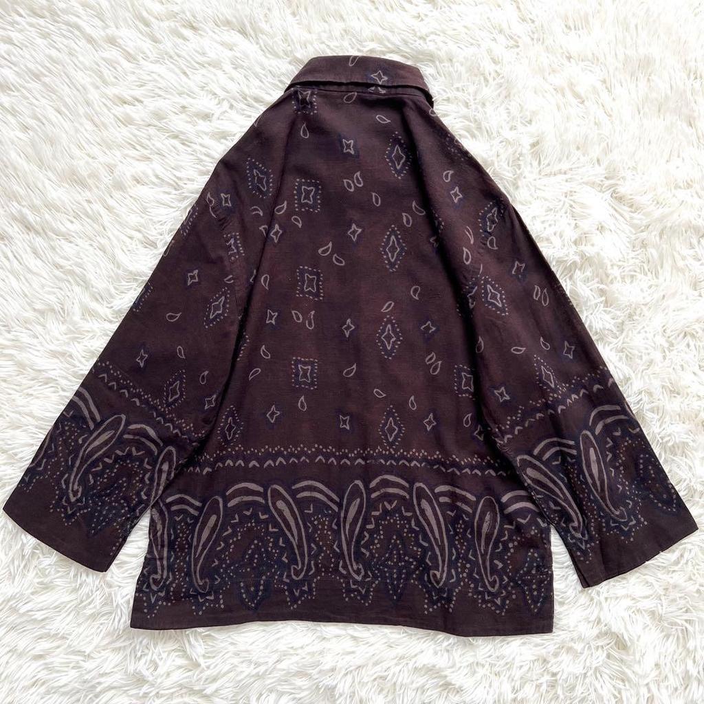 Used 45rpm paisley pattern shirt brown