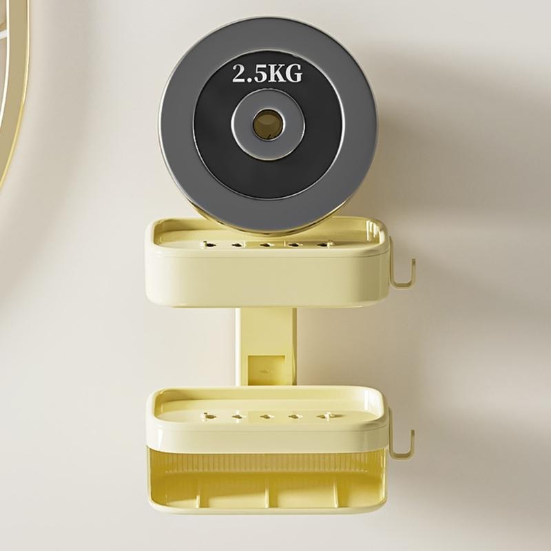 Soap Dish Soap Holder for Shower Single/Double Layer Wall Mounted Soap Rack No Drilling Self Draining for Bathroom