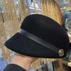 Wool Peaked Cap Celebrity Autumn and Winter Face Small Equestrian Hat Female British Style Beret Leather Buckle Knight Hat