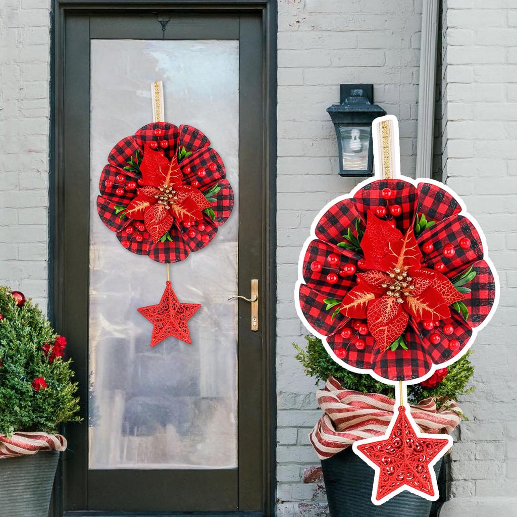 Christmas Soldier Vine Wreath Welcome Wooden Sign Decoration Dwarf Doll Vine Wreath Shopping Mall Window Wall Hanging