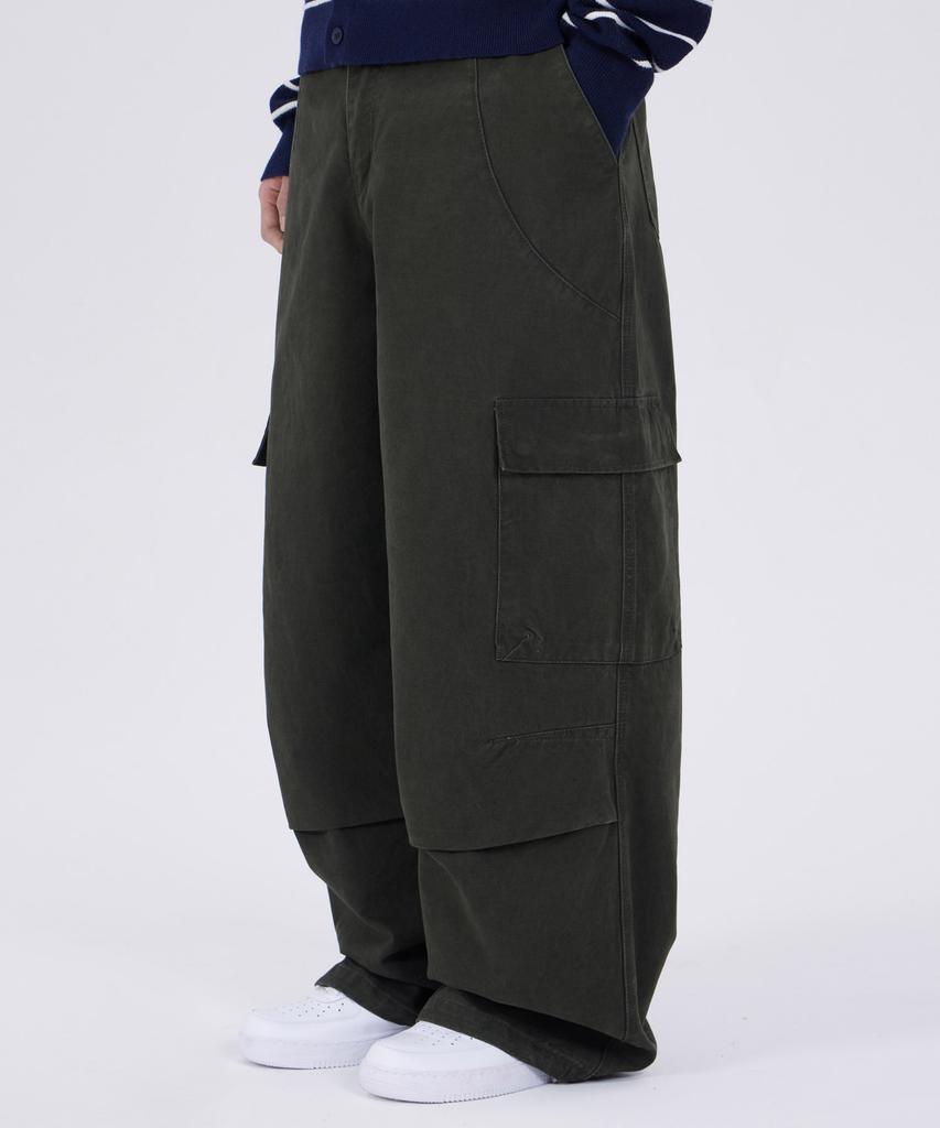 GLW Washed Pocket Parachute Cargo Pants Khaki