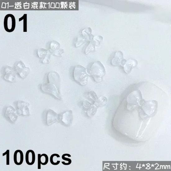 French Ribbons Colorful Resin Cute Bowknot Charm Leopard Print Bow Tie Nail Art Decorations Manicure Tools Accessories Wholesale