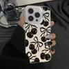 Black Cherry Bow Electroplate Silver IMD Phone Case For  Mi 14 13 12 13T 14T Pro 11 Lite NE Poco F6 X5 X6 M6 Pro 4G Cover