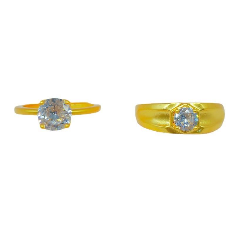 Chic Plated Gold Brass Couple Rings Featuring Stunning S For Occasions Romantic