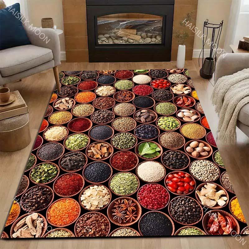 Multiple Sizes Colorful Spices Arranged Carpet for Living Room Bedroom Sofa Home Decor Rus Non-slip Floor Mat Luxury Gift