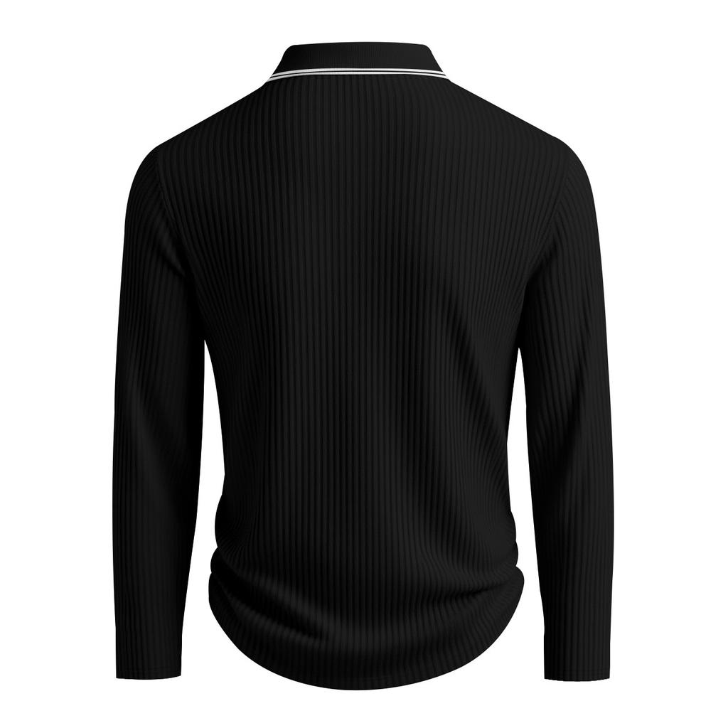Men's Long Sleeve Polo Shirt Classic Button Placket Business Casual Golf Top for Spring Fall Wear