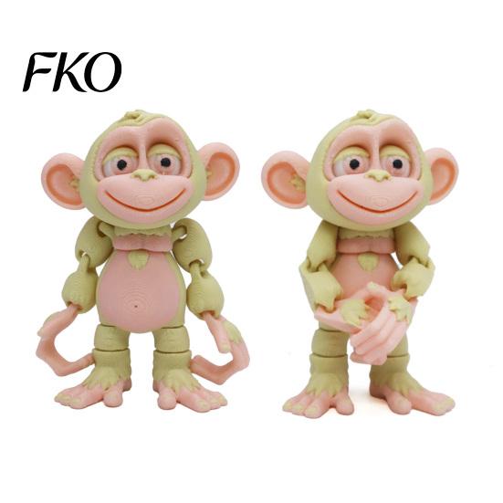 Exquisite Printed Texture Ornament 3D Articulated Monkey Figurine, Multi-Color Cartoon Animal Model with Soft Color Decor Movable Joints, Stress