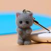 Cute 3D Flocking Kitten Keychain Simulation Animal Hobby Cartoon Doll Girl Keyring Car Bag Purse Phones Pendant Key Ring Gift