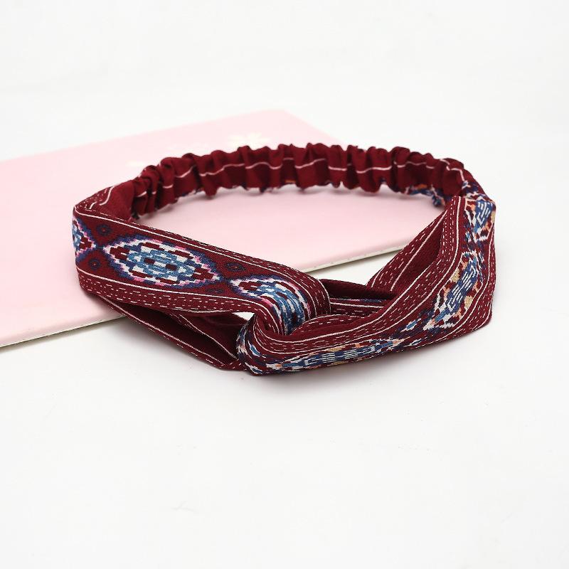 Women Girls Summer Bohemian Hair Bands Print Headbands Retro Cross Turban Bandage Bandanas HairBands Hair Accessories Headwrap