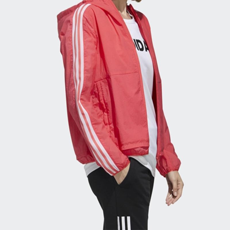 Adidas Three-Stripe Hooded Sports Jacket Women Jackets Bright-Pink Fluorescent FM9260