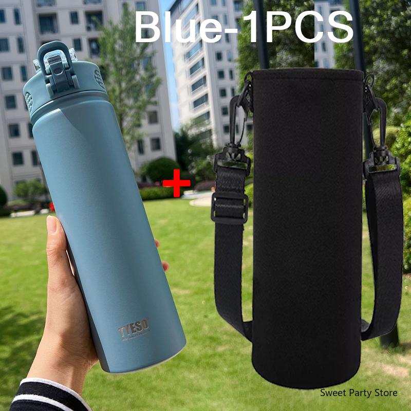 Tyeso 600/750ML Stainless Steel Vacuum Flask With Straw Car Thermal Cup Sports Water Bottle Travel Insulated Cup Thermal Mug