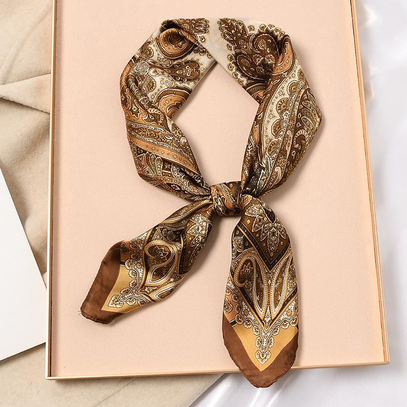 Vysoce kvalitní hedvábný šátek: 70cm Módní dámský čtvercový šátek, Celoroční, Lehký na jaro, podzim, léto, nebo jako stylový doplněk ke košili.