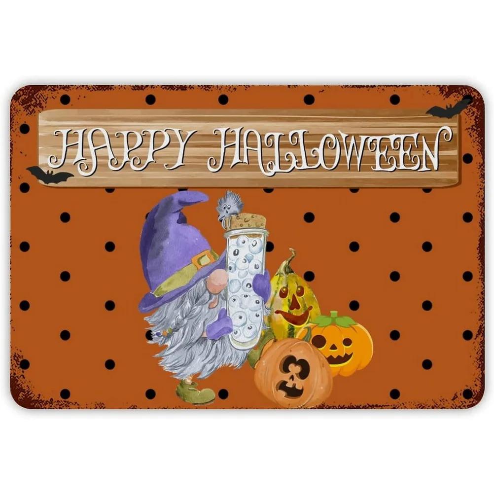 Happy Halloween Plaque Metal Tin Signs Wall Decoration Vintage Art Posters Iron Painting for Man Cave Home Cafe Garden Club Bar
