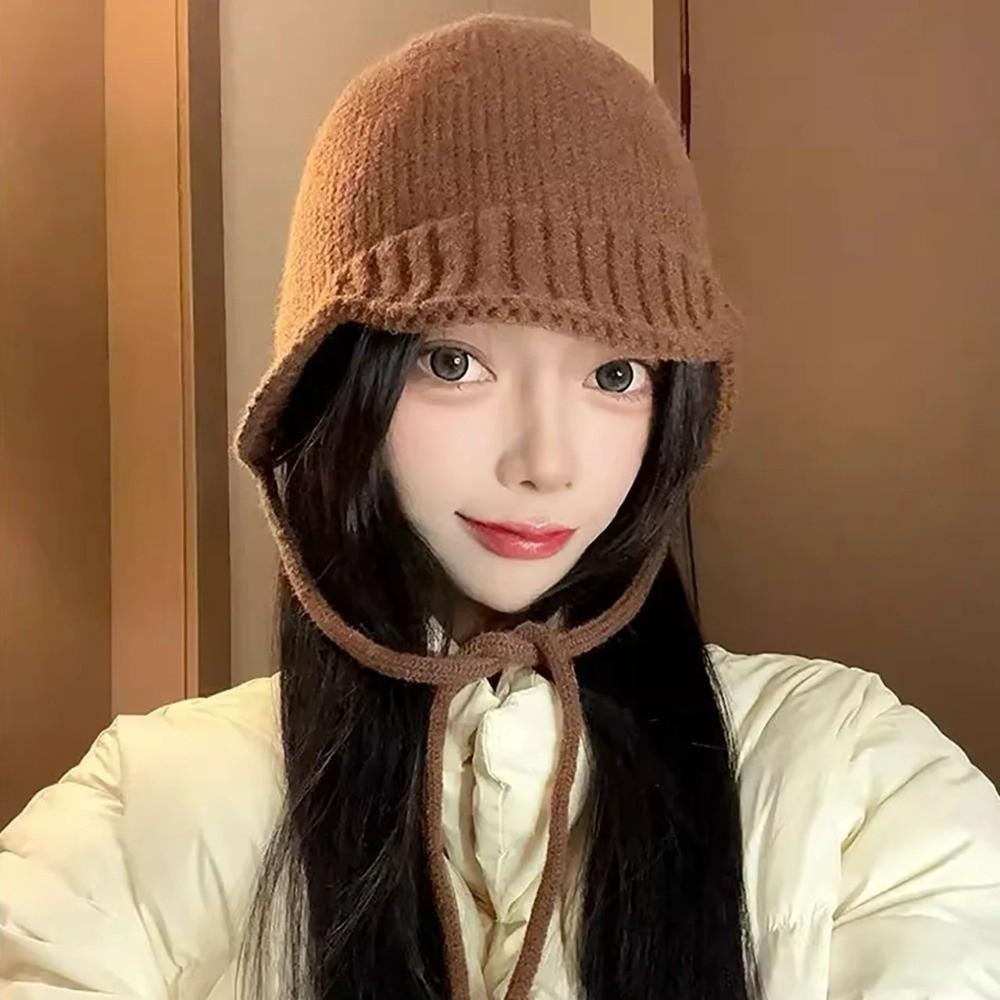 Windproof Beanie Cap Warm Earmuffs Cap New Knitted Cap  Women