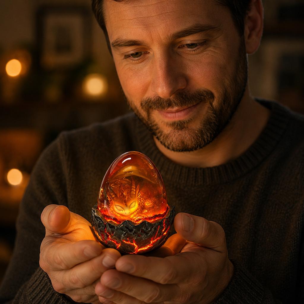 Egg Glowing Resin Desk Decoration with Breathing Light for Home Shelf Decor