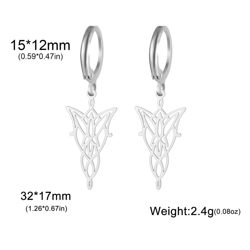 The Lord of the Rings Pendant Earrings Stainless Steel Elf Princess Sacred Geometry Pendant Retro Earrings Jewelry Gifts