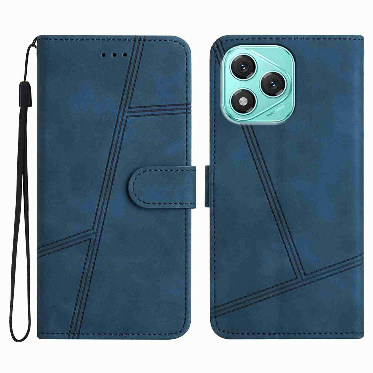 

Phone Case for Honor 400 Lite 5G Flip Leather Retro Cover Lines Imprinted Blue