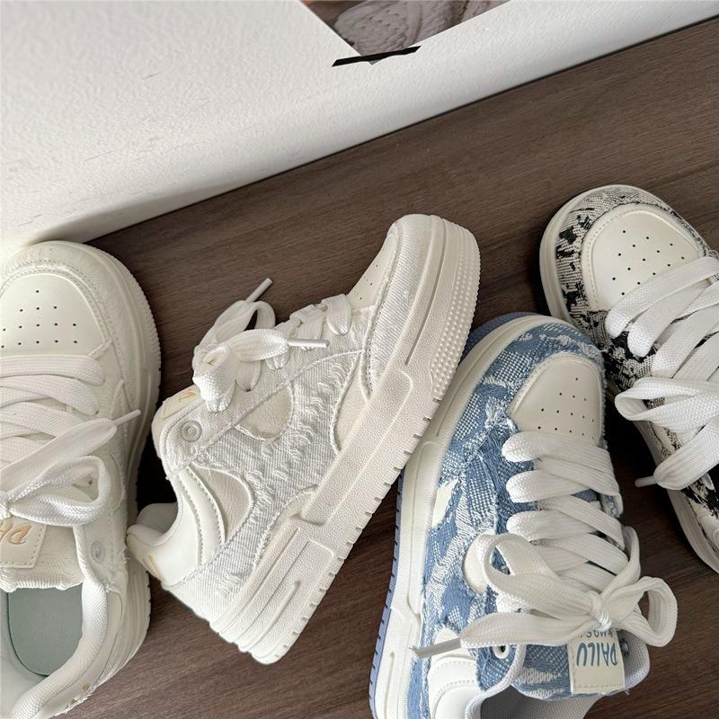 Nischen-Zerstörungs-Wind-Plattform-Weiße Schuhe Guochao Unisex Vielseitige Brotchuhe Studenten-Sport-Skateboard-Schuhe