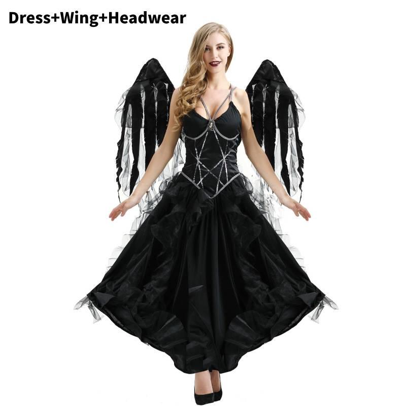 

Хэллоуин Темный Вампир Ангел Демон Платье Косплей Костюм Сексуальный Призрак Ведьма Невеста XL