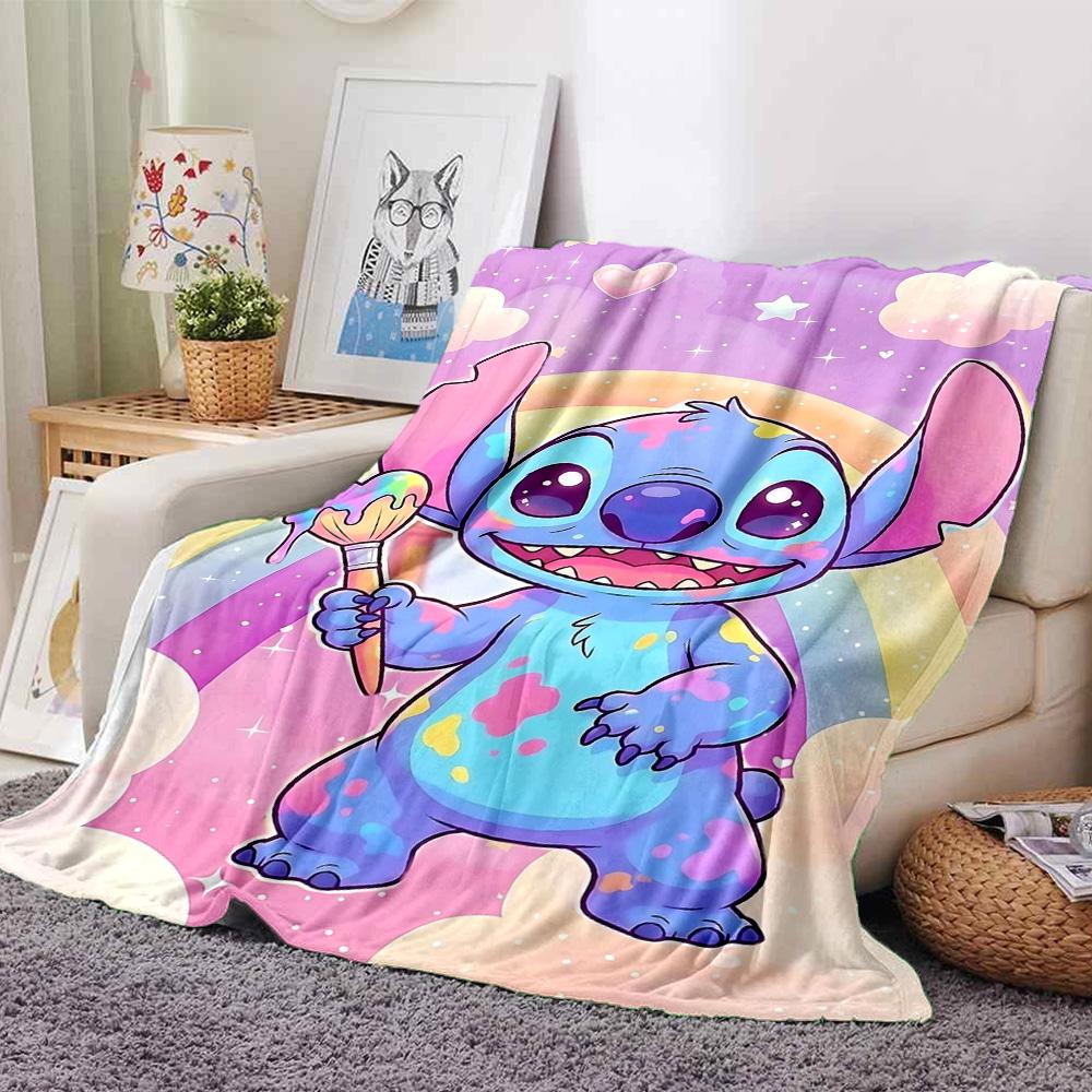 1pc Lilo Stitch Fantasy Flannel Blanket,Ultra Soft Warm Plush Throw for Home Bedroom Bed Sofa Cover Camping Picnic gift Y7172