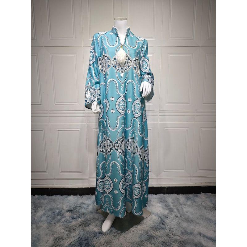 Indonesia Middle East Arabia Turkey Saudi Arabia Indonesia Hot Drilling Beads Print Robe Dress Dresses